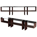 Modern Wooden TV Stand With Glass Top And Open Storage Compartments