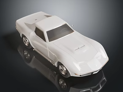 White Classic Sports Car Model With Sleek Body And Shiny Reflective Surface 3d model