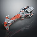 Futuristic Silver Orange Cosmic Spaceship With Interstellar Modules And Propulsion Systems 3d model