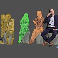 Multi-person character human body sitting posture human yellow white black brown Asian European American African foreigner male and female 3d model