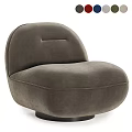Light Beige Fabric Single Seater Sofa With Rounded Comfortable Design And Black Legs 3d model