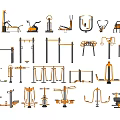 Various Types Of Sports Equipment Featuring Treadmills Parallel Bars Exercise Benches And Rowing Machines