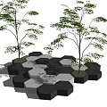 Modern tree pool hexagonal tree pool stool 3d model