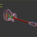 Electric Guitar With Unique Geometric Pattern Body Dark Wooden Neck And Exquisite Design
