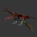 Red And Yellow Mechanical Eagle Model With Detailed Wings And Claws 3d model