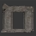 Ancient Stone Arch Ruin Structure With Carved Columns And Pedestal Base 3d model