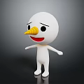 3D White Game And Movie Character With Yellow Long Nose Black Eyes And Open Arms