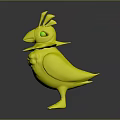 Colorful Cartoon Bird Character With Blue Head Crest Yellow Beak And Yellow Feet