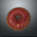 Red Traditional Oil Paper Umbrella With Intricate Patterns And Gold Accents