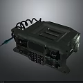 Green Electronic Device Featuring Display Screen Control Buttons Knobs Coiled Cable And Screwdriver