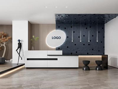 Modern Front Office Front Desk 3d model