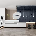 Modern Front Office Front Desk 3d model
