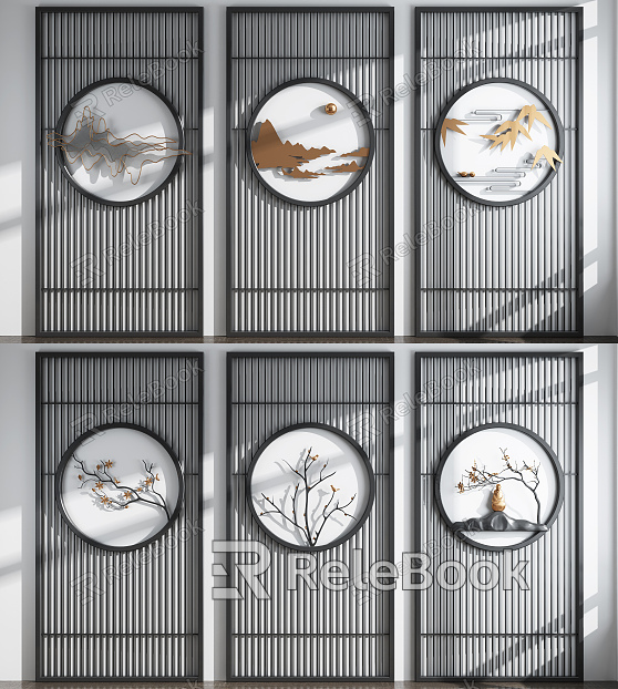 New Chinese-style partition screen partition combination model