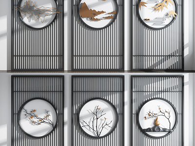 New Chinese-style partition screen partition combination model