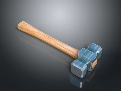 Tactical Weapon With Heavy Metal Head And Wooden Handle For Durability 3d model