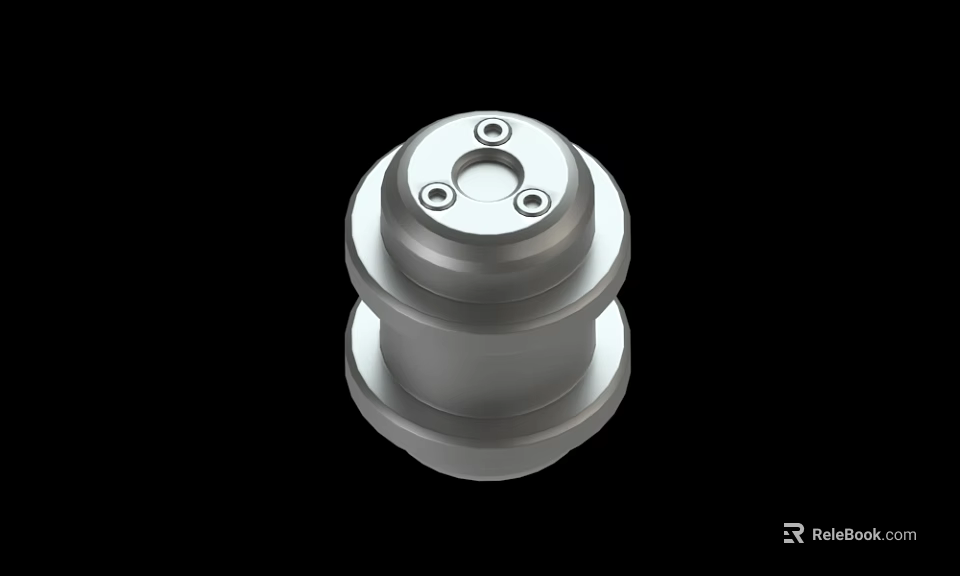 Silver Metal Mechanical Component With Cylindrical Layers And Four Holes On Top 3d model 