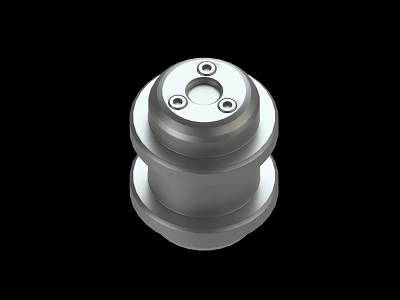 Silver Metal Mechanical Component With Cylindrical Layers And Four Holes On Top 3d model