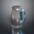 Modern Silver Electric Kettle With Blue Handle And Shiny Surface For Daily Use