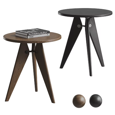 Modern Dark Wood Side Table With Tripod Legs And Book On Top 3d model