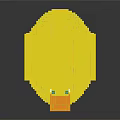 Yellow Duck Shaped Building Blocks Toy With Green Eyes And Orange Beak