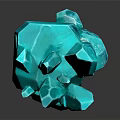 Blue Crystal Cluster With Pointed Crystals On Black Background And Reflection 3d model