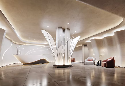 Modern Front Desk Reception 3d model