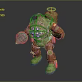 Mechanical Diving Character in Retro Gold Red Gear with Round Helmet Windows and Tool