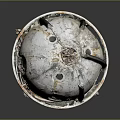 Rusted Vintage Metal Sphere With Stand Holes And Weathered Industrial Surface