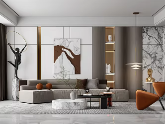 Modern living room sofa combination sofa background wall 3d model