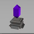 Glowing Purple Geometric Crystal Perched On Weathered Stone Pedestal