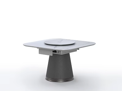 Modern Dining Table With Square Top Round Center Section And Textured Conical Base 3d model