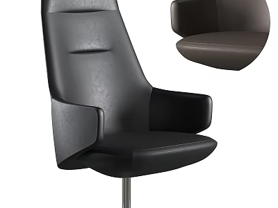 Ergonomic Black Leather Office Chair with Modern Design Adjustable Armrests and Swivel Base 3d model