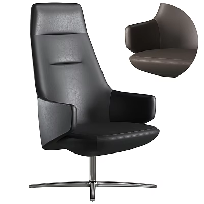 Ergonomic Black Leather Office Chair with Modern Design Adjustable Armrests and Swivel Base 3d model