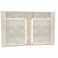 Abstract Painting Featuring Geometric Patterns And Embossed Symmetric Design On White Textured Background