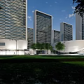 Modern High Rise Residential Building With Water Feature Lush Greenery And Circular Center
