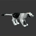 Lego Style Leopard Model With Black White Spots Standing On Dark Background With Reflection