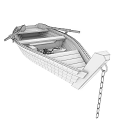 Vintage Wooden Boat With Weathered Planks Chain Detail And Interior Seats