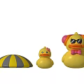 Cute Duck Dolls With Big Sunglasses Pink Ears Bow Tie Small Flower And Striped Umbrella