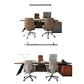 Modern Office Desk Setup With Two Ergonomic Chairs Laptop And Office Accessories