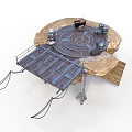 Sci Fi Industrial Platform Structure With Circular Core Metal Brackets And Cables