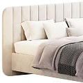 Elegant Soft Double Bed With Tufted Headboard And Velvet Bedspread Including Plush Pillows