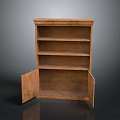 Classic Wooden Bookcase With Open Doors And Multiple Shelves Design