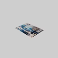 Modern Square Carpet With Abstract Blue White Gray Black Brushstroke Design