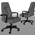 Ergonomic Modern Gray Office Chair With Padded Arms And Rolling Casters