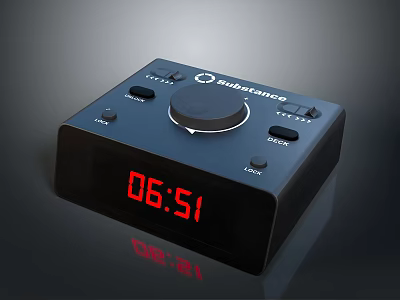 RockJam Black Digital Alarm Clock With Time Display Control Knob And Buttons 3d model