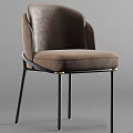 Modern Single Chair With Brown Fabric Upholstery And Black Metal Legs Design