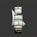 Vintage Sailing Ship Model Featuring White Sails And Wooden Hull Design