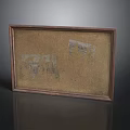 Stylish Wooden Frame Tray With Cork Surface And White Architectural Designs