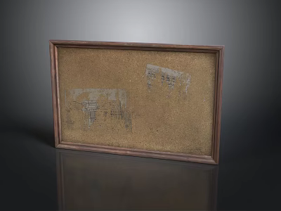 Stylish Wooden Frame Tray With Cork Surface And White Architectural Designs 3d model