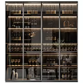 Elegant Wine Cabinet With Glass Doors LED Lighting And Wine Bottle Storage Shelves